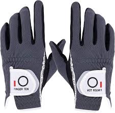 Guante de Golf FINGER TEN para Hombre - Rain Grip Negro y Gris
