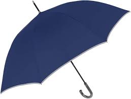 Paraguas Golf XL Automático Azul Reflectante con Ribete Plateado