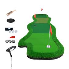 Tapete de Golf Portátil con 3 Copas y Simulador de Velocidades