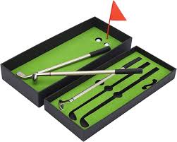 Juego de Bolígrafos de Golf con Mini Pelota de Escritorio