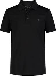 Polo Corto IZOD Negro para Niño con Cuello Elástico